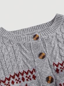 SHEIN MOD Damen Vintage College-Stil gemusterte Strick-Cardigan, für Frühling und Herbst - Verschiedenfarbig - Übersicht 8