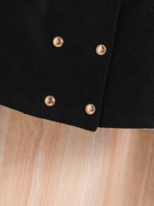 Top elegante de manga larga informal para adolescentes, chaqueta tejida decorada con botones dorados