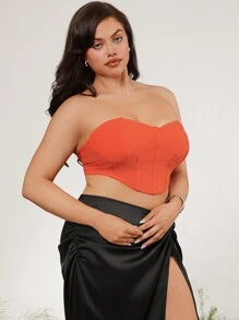 evoluSHEIN X Anitta Spagnelli Designer Plus Strapless Corset Top, Holiday, Spring & Summer, Going Out, Festival