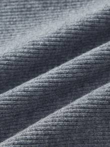 SHEIN Lady Women's Gray Split Hem Distressed Slim Fit Long Sleeve Sweater, Winter - Grey - View 4