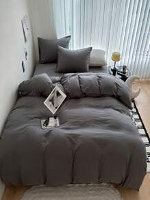 Bộ chăn ga gối siêu mềm 3 món Ins Style màu trơn (1 vỏ chăn, 2 vỏ gối, không có ruột) - Nhiều màu - Xem 2