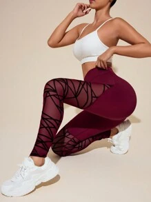 Leggings deportivos de mujer con estampado simple para el Año Nuevo Chino - Burdeos - Ver 4