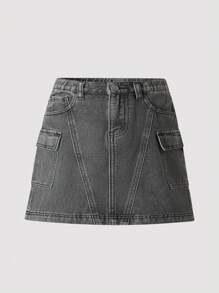 SHEIN 1 Stück Tween Mädchen Persönlichkeit Street Y2K Camouflage Minirock
