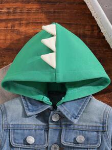 Design Stilvoller süßer Dinosaurier Patchwork Baby Jungen Lässige ausgewaschene vintage hellblaue Denim Jacke