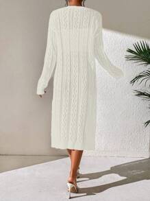 SHEIN Swim Women's Solid Color Minimalist Long Sleeve Kimono Cover Up Summer - Beige - View 2