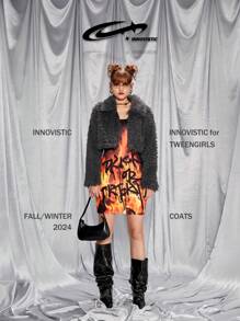 SHEIN 青年毛绒短夹克外套，适合搭配单肩包、背包、斜挎包、棒球帽、渔夫帽、贝雷帽、短靴、长靴、休闲鞋、玛丽珍鞋、太阳镜、耳机 - 灰色 - 查看 2