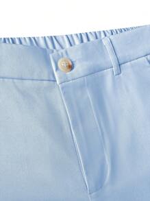 Manfinity Homme Men's Casual Solid Color Pocket Shorts, Summer - Baby Blue - View 4