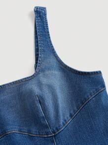 SHEIN Essnce 大码牛仔紧身连衣裙，蓝色 - 藍色 - 查看 3