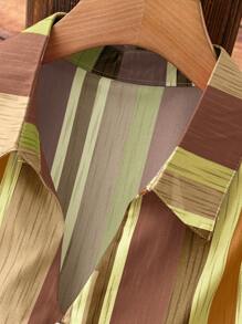 EMERY ROSE Plus Size Mid-Length Striped Simple Casual Shirt - Multicolor - View 5