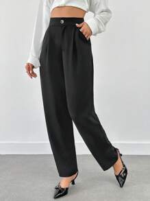 RueChic 女士中腰红色舒适裤 - 紅色 - 查看 3