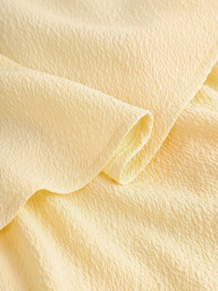 SHEIN Girlism Vestido casual de tirantes de niña adolescente con unicolor plisado, falda con volantes - Mostaza Amarilla - Ver 3