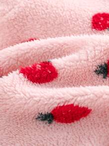 Cozy Pixies 女婴草莓图案羊毛连帽连体衣配长裤