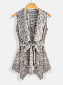 SHEIN Clasi 女士优雅纹理格子无袖夹克 - 彩色 - 查看 3