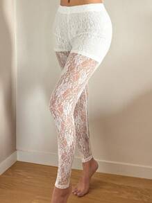 DAZY Lace Bodycon Sheer Sleepwear Bottom - White - View 7