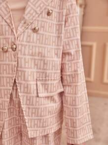 Tween Girl Collared Long Sleeve Vintage Formal Blazer, Vest And Casual Shorts 3pcs Set, Autumn/Winter