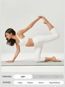 GLOWMODE Legging blanc taille haute avec taille croisée, ligne de hanche en Y, sous-vêtements intégrés résistant à l'écrasement, adapté à l'yoga à faible impact et à l'usage quotidien, 43 cm (17 pouces)