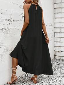 Chiquease Solid Color Backless Dress, Vacation & Casual - Black - View 2