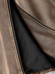 Manfinity VCAY 男士街头风格针织插肩袖撞色拉链立领赛车夹克，适合秋冬季 - 黑色 - 查看 9