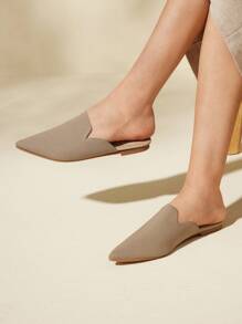 CUCCOO BASICS Minimalist Point Toe Flat Mules Vacation Shoes Summer Spring Shoes Spring Break Easter - Apricot - View 6