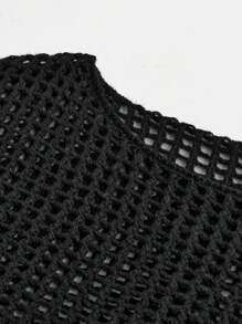 SHEIN Girlism Tween Girls' Casual White Knitted Crew Neck Long Sleeve Sweater