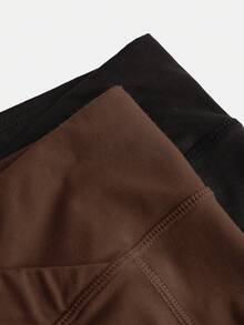 SHEIN Bộ 2 quần legging lưới đan eo cho bé gái tuổi teen - màu nâu - Xem 9