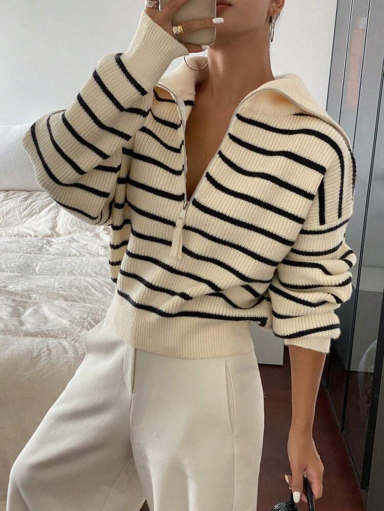 Casual Striped Long Sleeve Pullover Top Fall
