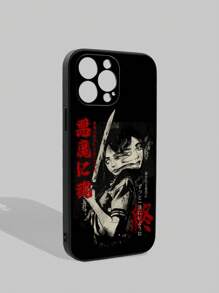 ROMWE Goth 黑暗恶魔主题彩绘黑色手机壳适用于 iPhone 13 Pro Max、XR、7/8 Plus、12，适合男士和女士 - 彩色 - 查看 4