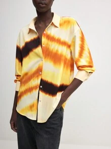 BizChic Camisa de manga larga con estampado navideño, camisa de manga larga amarilla de Acción de Gracias, ropa de invierno