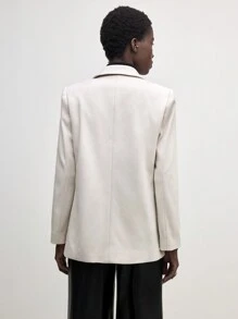 BizChic Blazer casual para oficina de mujer con solapa entallada, manga larga, botones delanteros y bolsillo