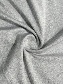 Slaydiva Áo dài tay in hình trái tim màu xám thanh lịch giản dị cỡ lớn và quần dài cho nữ 2 món/bộ - Xám - Xem 7