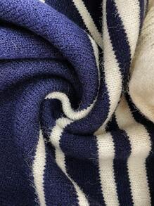 SHEIN LUNE 女士休闲圆领插肩袖条纹宽松套头毛衣 秋冬季 - 彩色 - 查看 4