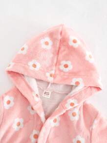 Cozy Pixies 女婴碎花连帽系带前开式睡衣长袍，冬季衣服 - 彩色 - 查看 4