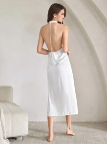 Ocili Váy ngủ hở lưng màu trơn cho nữ - trắng - Xem 2