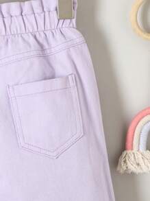 SHEIN 年轻女孩可爱甜美彩虹心形印花度假风格牛仔裤 - 淡紫色 - 查看 5