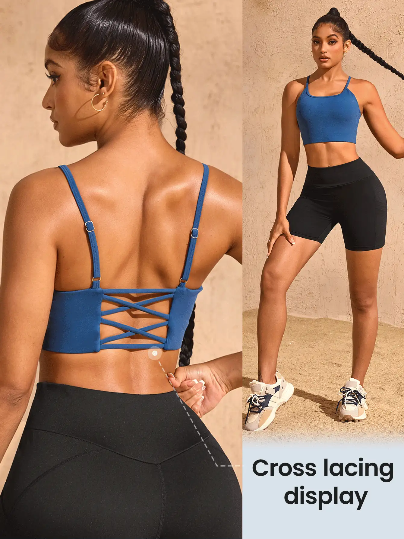SHEIN Sports High-End Slim-Fit Sports Bra For Women - Blue - View 3