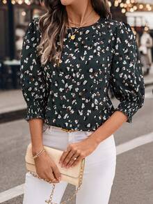 SHEIN Clasi Áo cánh tay Dolman thường ngày cho nữ - màu xanh lá - Xem 4