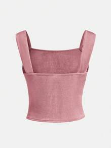 SHEIN Chicas adolescentes Top fruncido correa ancha - Rosa vieja - Ver 2