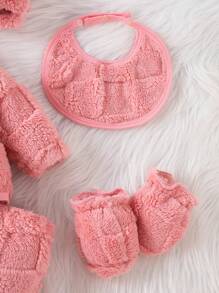 SHEIN 5pcs/Set Embroidered & Thermal Lined Clothing Gift Set For Baby Girls, Warm & Comfortable, Casual Style, Fall/Winter - Pink - View 6