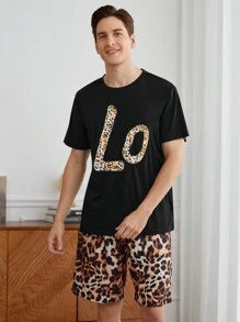Men's Crew Neck Short Sleeve Letter Print Casual T-Shirt And Shorts Loungewear Set - Multicolor - View 11