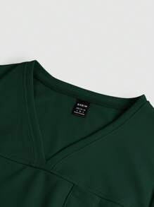 TaskEZ Conjunto de uniforme de scrubs de unicolor con top de manga corta y pantalones - Verde Oscuro - Ver 10