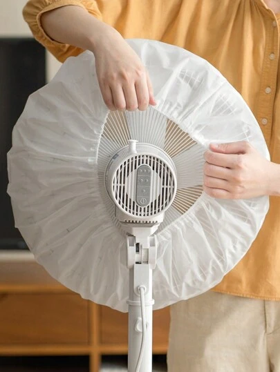 SHEIN 1pc 18 Inch Fan Cover,White Half-Wrap Fan Dustproof Cover For Home Use, Waterproof, Moisture-Proof, Dustproof Fan Protective Cover, Easy To Put On And Take Off, Washable And Reusable, Keeping The Fan Clean For School,KitchenOffice,Household,Travel,Washable,Reusable,Bag,Organizer,Storage Christmas For Holiday Gift Giving,Back To School