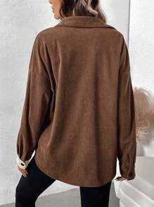 SHEIN LUNE Women's Button-Up Long Sleeve Colorblock Design Fashionable Charming Shirt