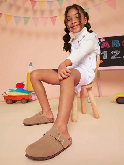 Mini mi 畅销儿童灰褐色经典套脚木屐，配有额外垫子 - 时尚日常柔软鞋垫波士顿软木屐，舒适无比