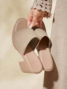 CUCCOO BASICS 女士单带粗跟穆勒凉鞋，优雅夏季高跟凉鞋，适合夏季毕业高跟鞋舞会高跟鞋度假鞋夏季促销返校鞋大学生鞋万圣节圣诞节秋季 - 杏色 - 查看 1