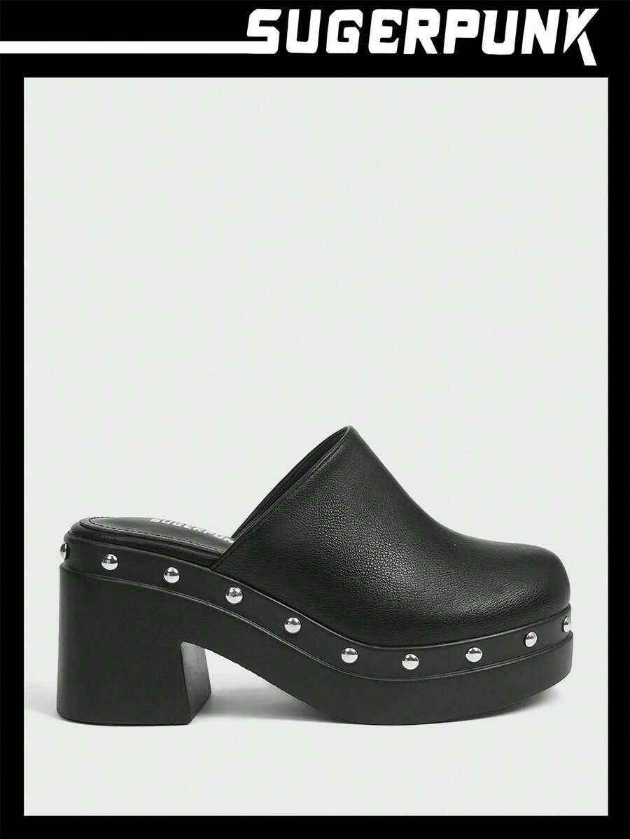 Sugerpunk 女士纯色厚底便鞋新年假期 - 黑色 - 查看 1