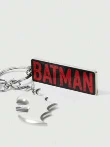 Batman X ROMWE Llavero con logotipo de murciélago y gráfico de letra - Blanco y Negro - Ver 3