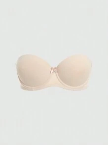 DesireSculpt Women's Casual Apricot Plain Fabric Strapless Bra With Transparent Straps Medium Stretch - Apricot - View 4