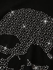 Chiquease T-shirt femme avec design de strass d'Halloween - Noir - Voir 3