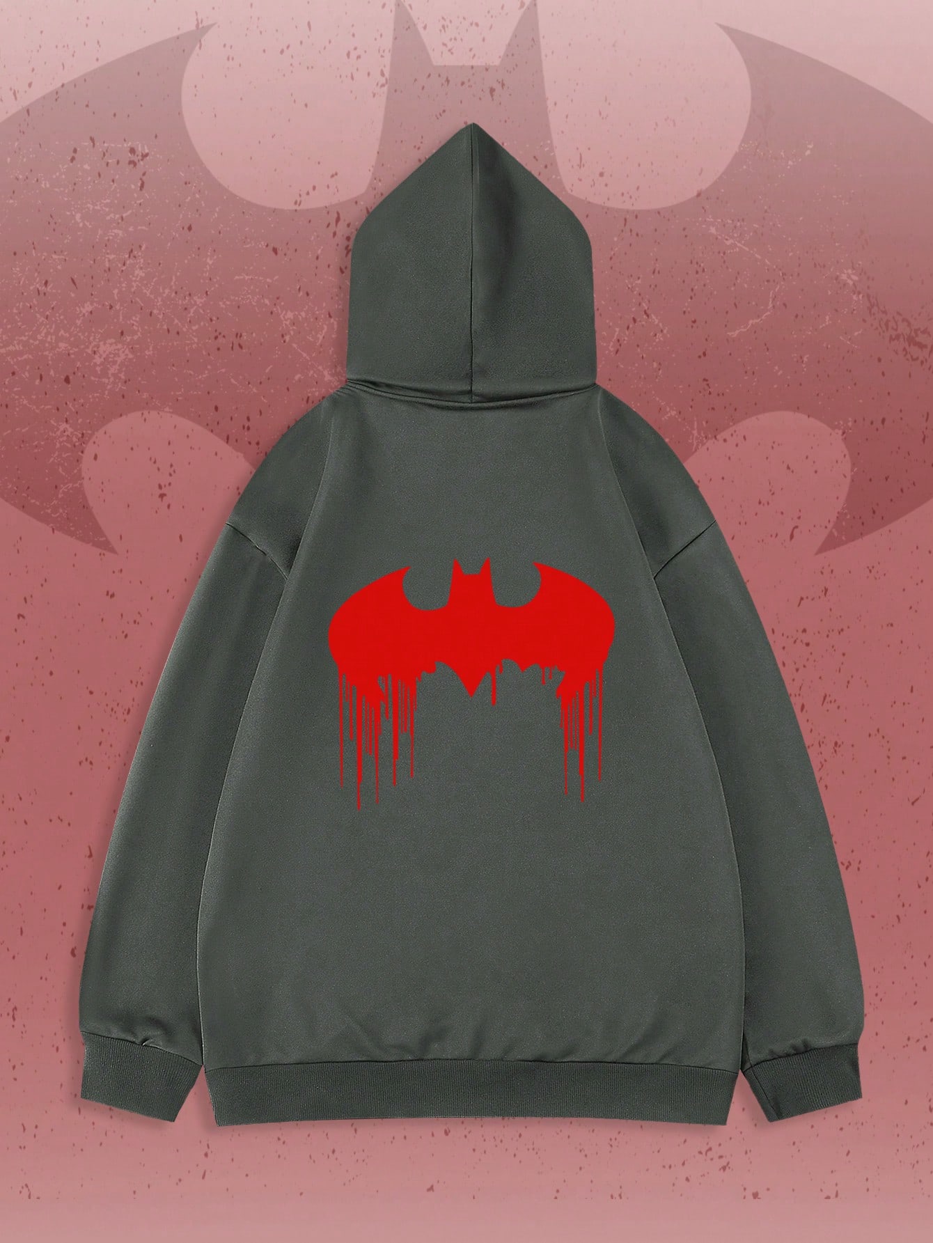 Our Batman X ROMWE Men's Bat Logo And Letter Graphic Loose Fit Zip