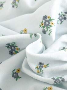 Cozy Pixies Young Girl Solid Color Square Neck Bubble Short Sleeve Top And Skirt Set - Blue - View 3